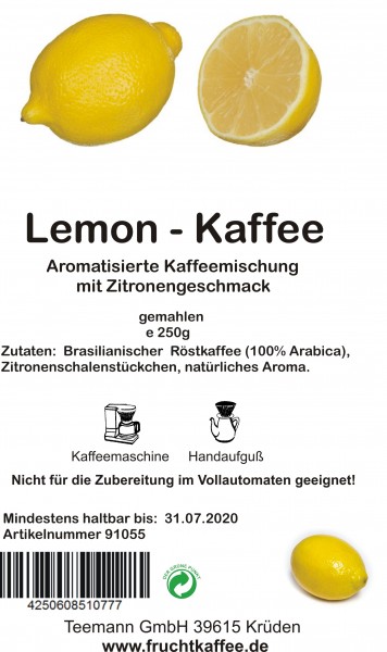 Lemon Fruchtkaffee gemahlen 250g Grundpreis 26.00/Kg