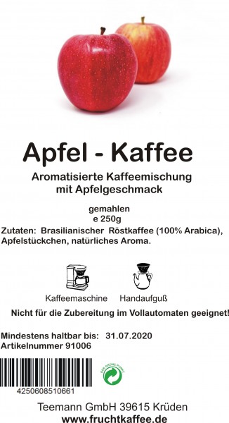 Apfel Fruchtkaffee gemahlen 250g Grundpreis 26.00/kg