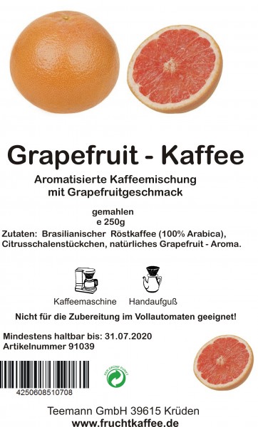 Grapefruit Fruchtkaffee gemahlen 250g Grundpreis 26.00/Kg