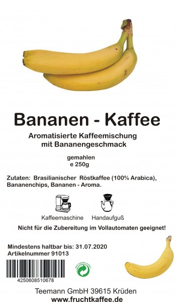 Banane Fruchtkaffee gemahlen 250g Grundpreis 26.00/kg