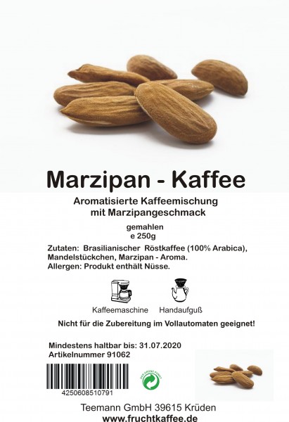 Marzipan aromatisierter Kaffee gemahlen 250g Grundpreis 26.00/Kg